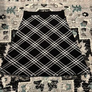 Cabincore Knit Black and White Checkered A-Line Skirt